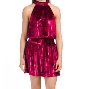 RAMY BROOK Ellin Dress Shimmer Velvet Halter Party Cocktail Mini Dress